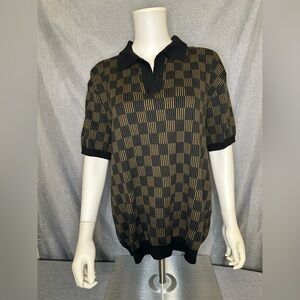 DANDY DEL MAR Italy Sebastian Knit Polo XL Geometric Pullover Sweater Shirt